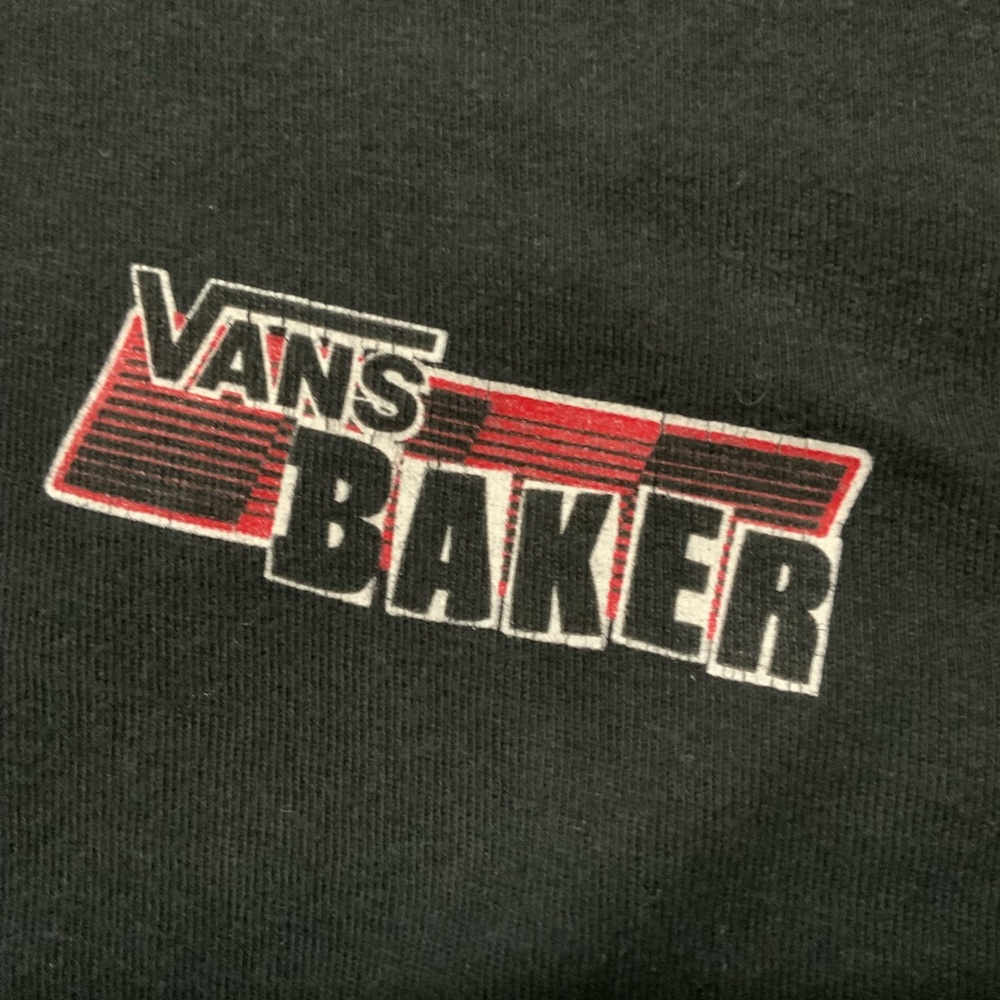 Vans X Baker Skateboards Racing Stripe Black Graphic Crewneck L/S T-Shirt - Picture 5 of 8
